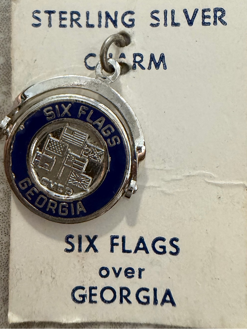Vintage 70’s Sterling Silver Spinner Charm Six Flags Georgia NIP